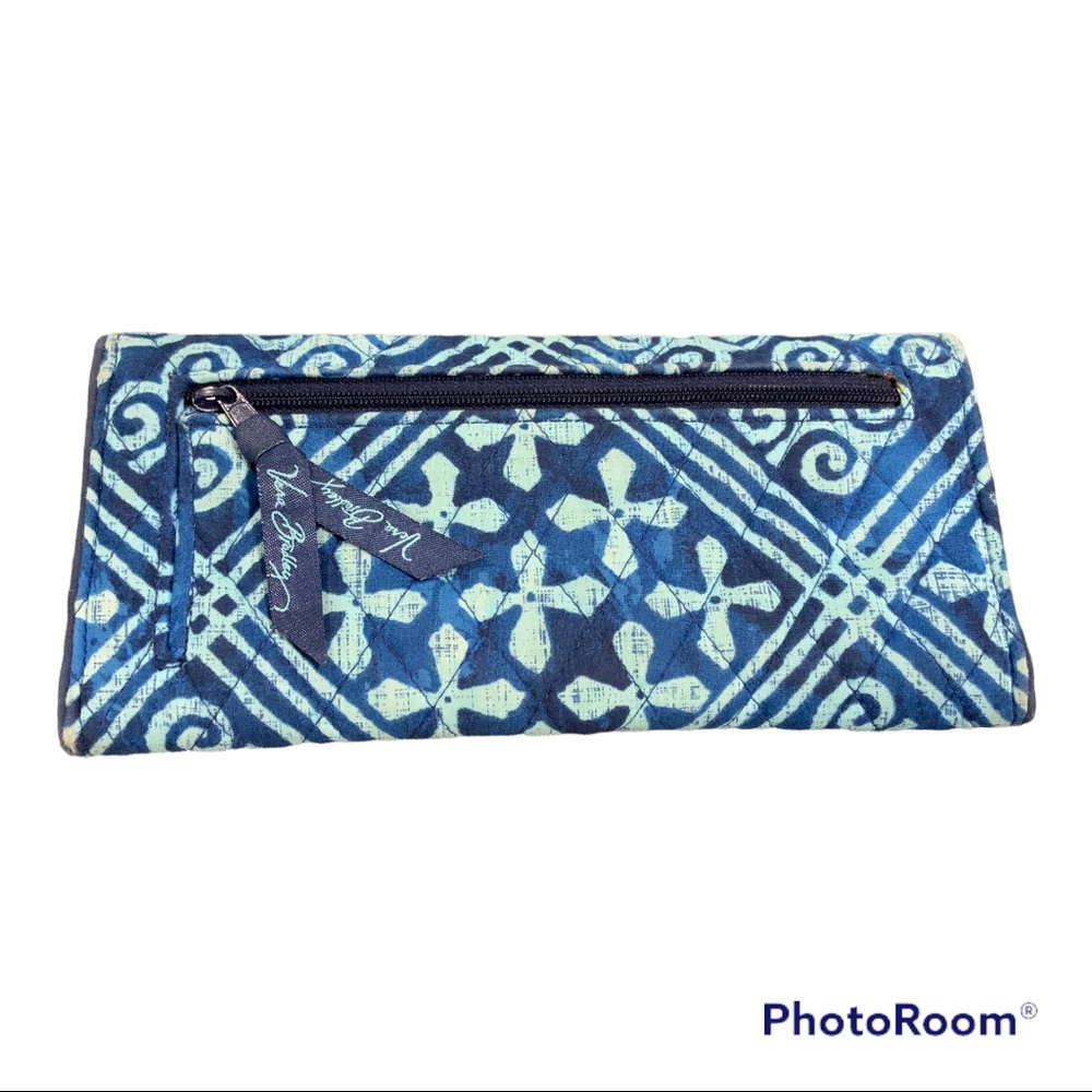 Vera Bradley Trifold Wallet Cuban Tiles Blue Quilted Cotton Magnetic 15707-G03 - Picture 2 of 6